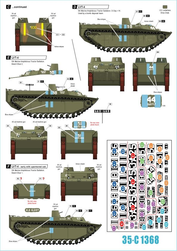 Star Decals 35-C1368 US PACIFIC WARS - IWO JIMA USMC LVT-4 Amtracks 1/35 – zdjęcie 2