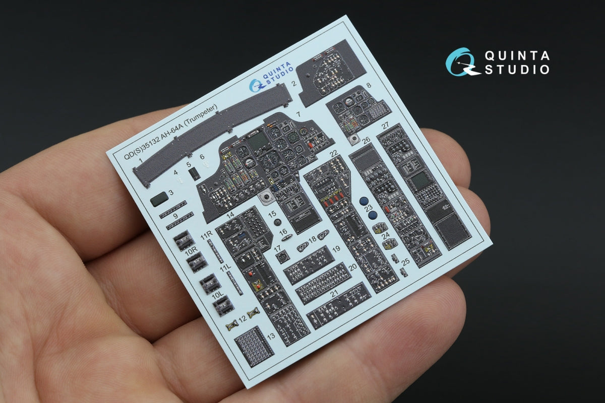 Quinta Studio QDS-35132 AH-64A 3D-Printed colored Interior on decal paper (Trumpeter) (Small version) 1/35 – image 3