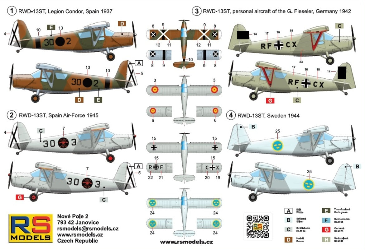 RS Models 92307 RWD-13 "Legion Condor" Polish Touring Plane 1/72