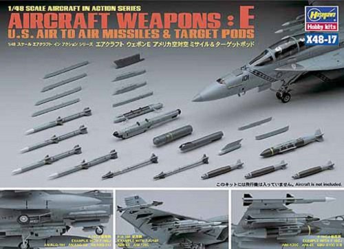 Hasegawa X48-17 AIRCRAFT WEAPONS E : U.S. AIR-TO-AIR MISSILES TARGET PODS 1/48