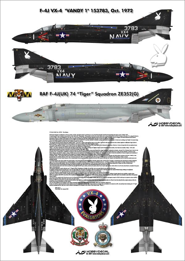 HobbyDecal AL48001V1 F-4J VX-4 Vandy1 Black Bunny October 1972 1/48