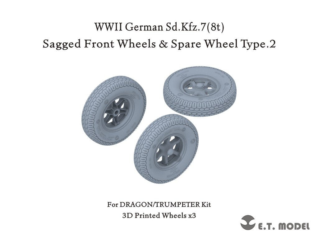 ET Model P35-133 WWII German Sd.Kfz.7(8t) Sagged Front Wheels &amp;amp; Spare Wheel Type.2 for Dragon / Trumpeter kit 1/35