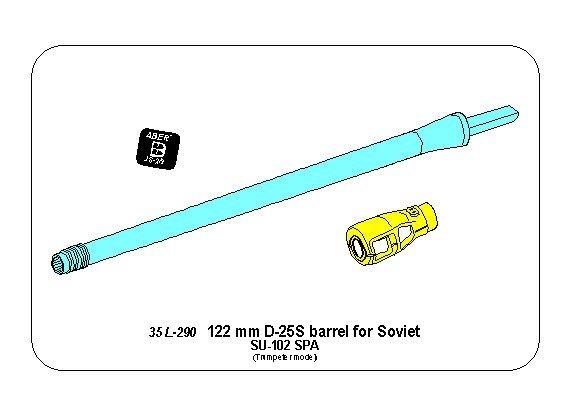 Aber 35L-290 122mm D-25S barrel for Russian SU-102 gun (Trumpeter) 1/35 – image 4