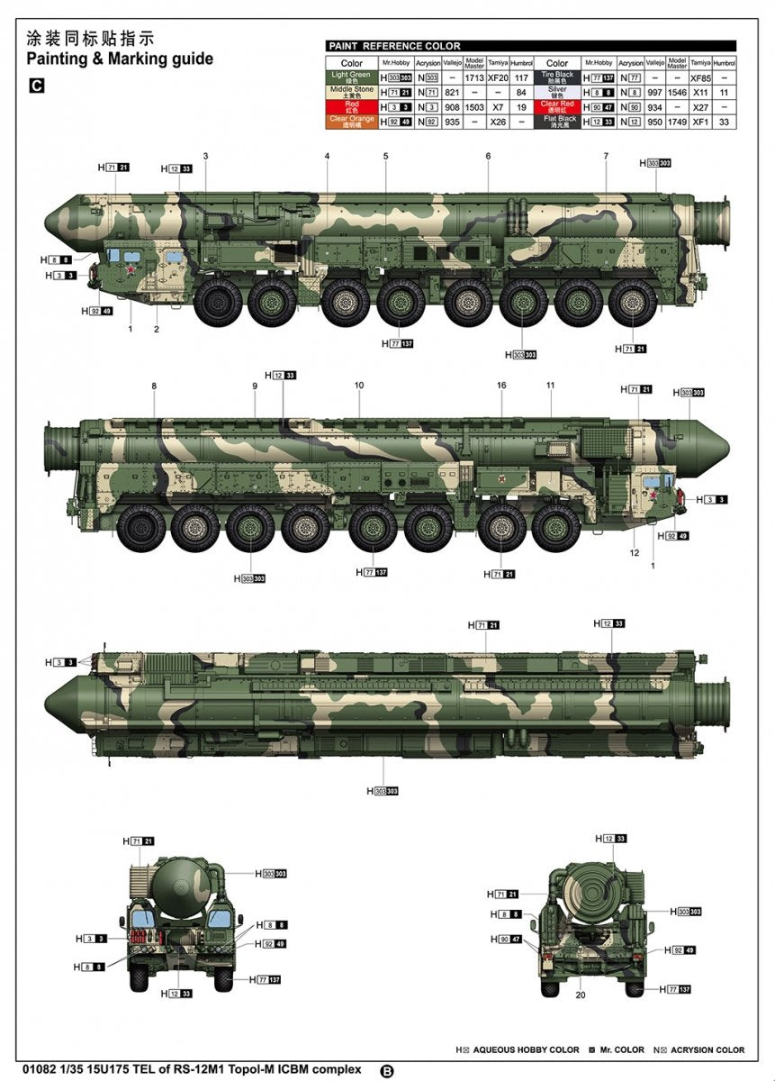 Trumpeter 01082 15U175 TEL of RS-12M1 Topol-M ICBM complex 1/35 – zdjęcie 26