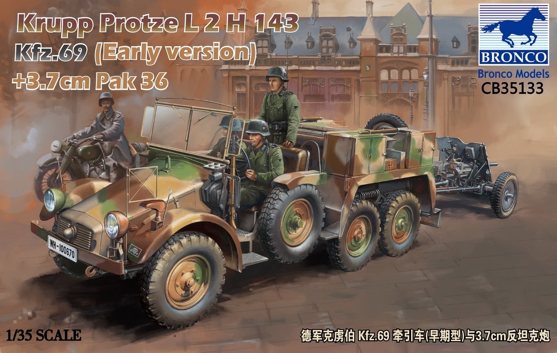 Bronco CB35133 Krupp Protze L2 H 143 Kfz.69 (première version) avec 3,7 cm Pak 36 (1/35)