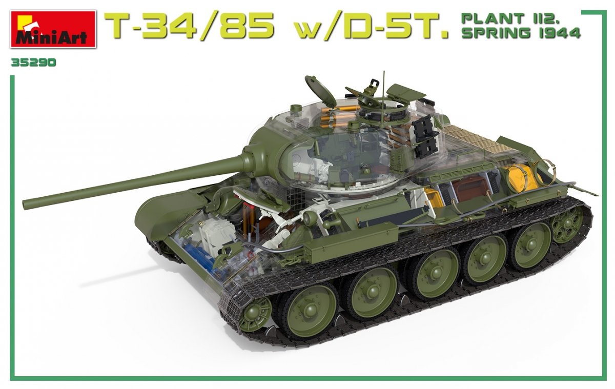 Miniart 35290 T-34/85 w/D-5T. PLANT 112. SPRING 1944. INTERIOR KIT 1/35 – zdjęcie 9