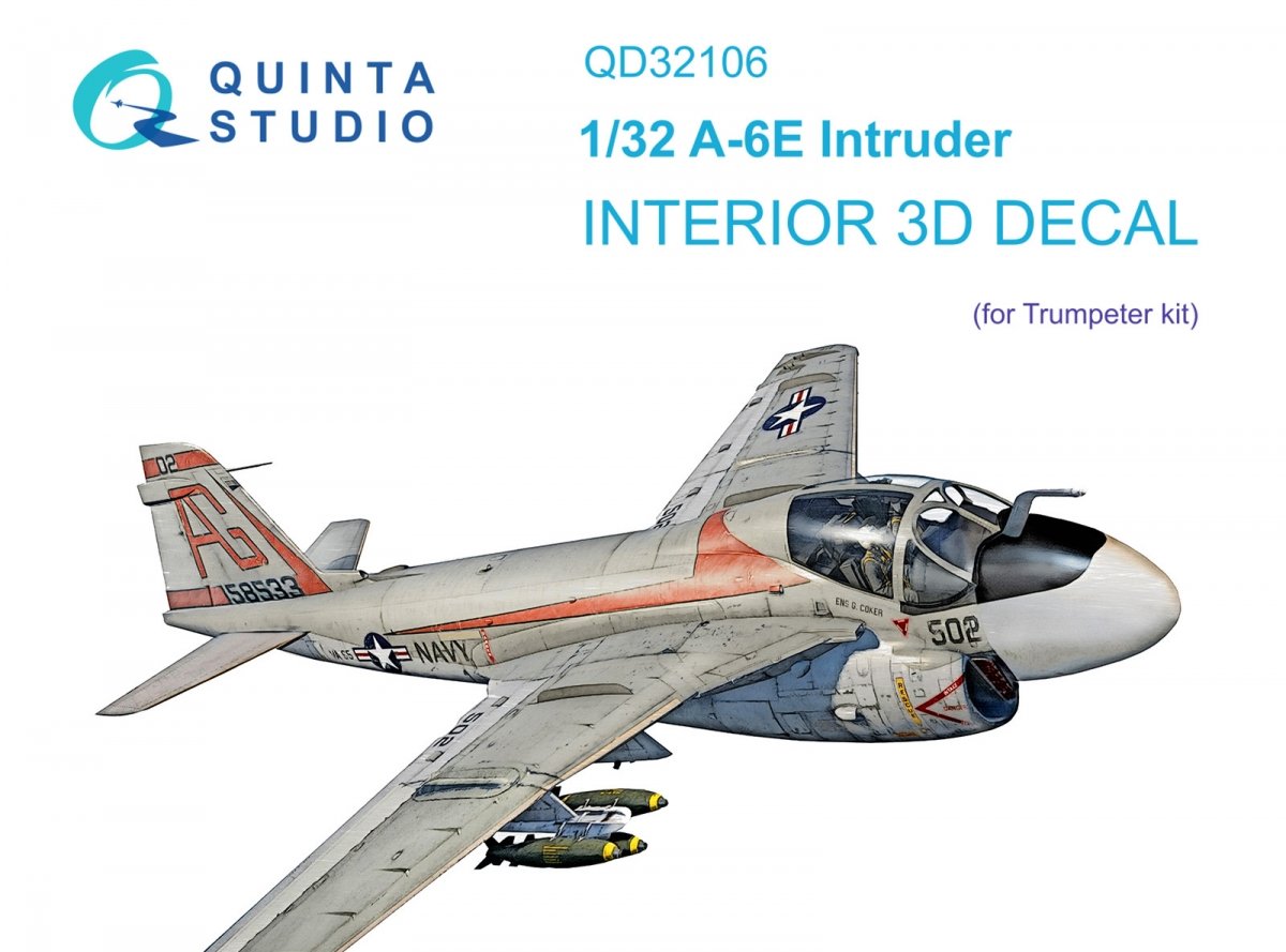 Quinta Studio QD32106 A-6E Intruder 3D-Printed & coloured Interior on decal paper (Trumpeter) 1/32