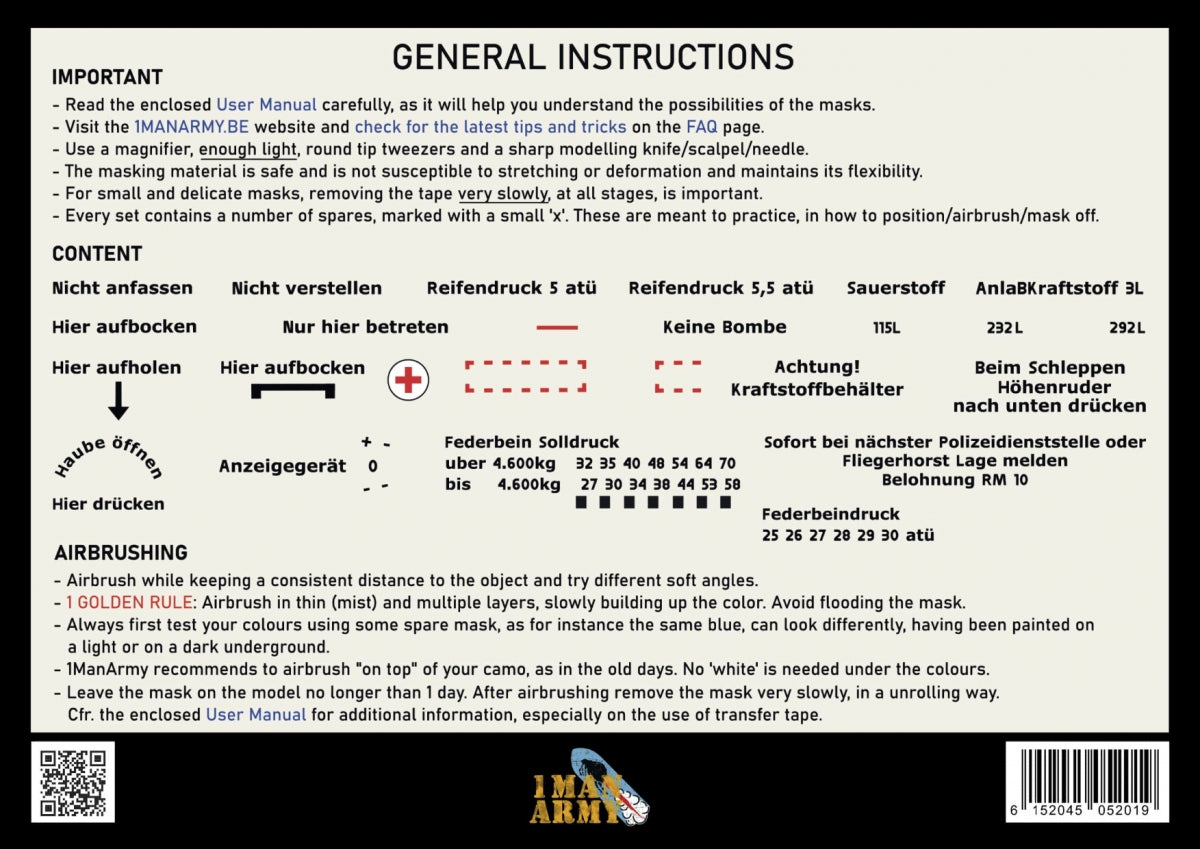 1 Man Army 48GEN305 Focke Wulf 190 A-Series Data Stencils 1/48 – zdjęcie 2