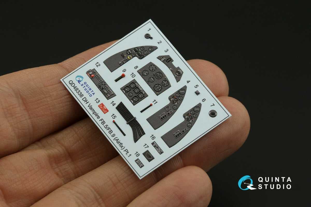 Quinta Studio QD48338 DH Vampire FB.5/FB.9 3D-Printed coloured Interior on decal paper (Airfix) 1/48 – zdjęcie 10