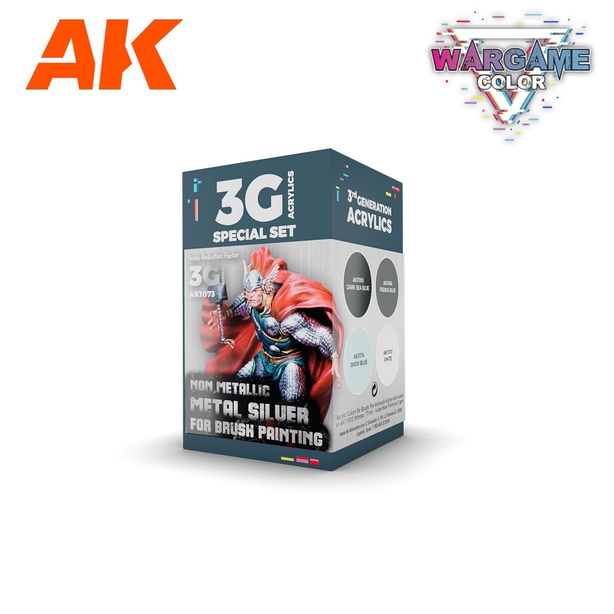 AK Interactive AK1073 WARGAME COLOR SET. NON METALLIC METAL SILVER. 4x17 ml