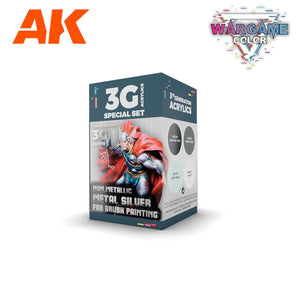 AK Interactive AK1073 WARGAME COLOR SET. NON METALLIC METAL SILVER. 4x17 ml