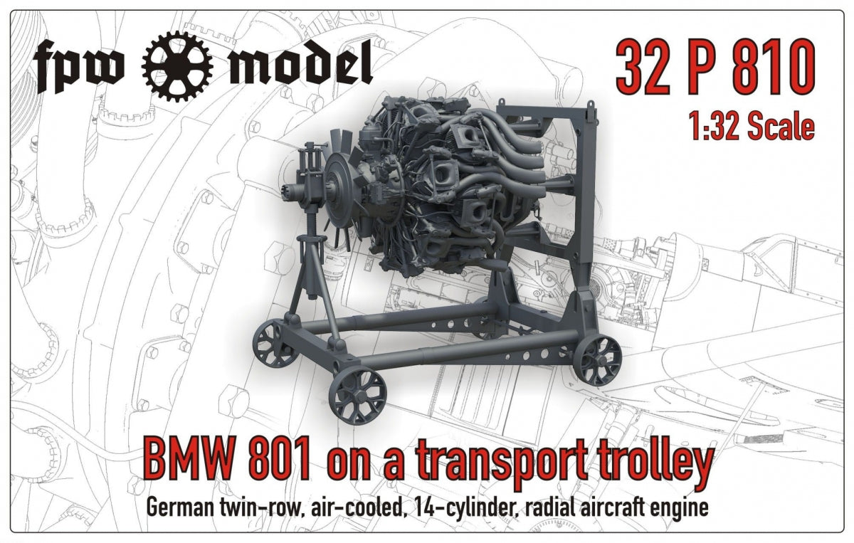 FPW Model 32P810 BMW 801 (Full) on a transport trolley 1/32