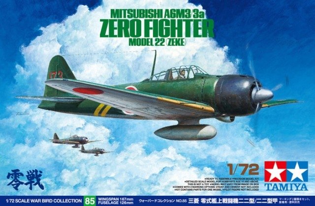 Tamiya 60785 Mitsubishi A6M3/A6M3a Zero Fighter Modèle 22 (Zeke) (1/72)