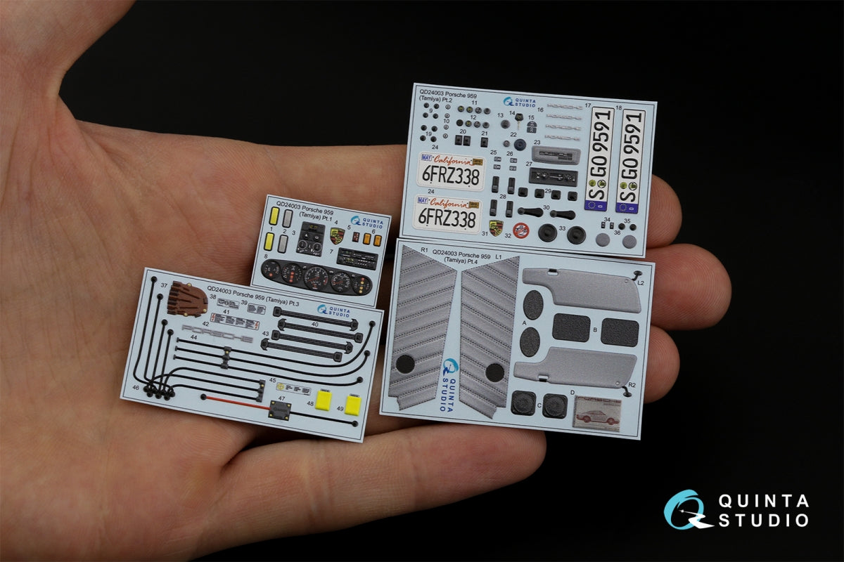 Quinta Studio QD24003 Porsche 959 3D-Printed &amp;amp; colored Interior on decal paper (Tamiya) 1/24 – image 4