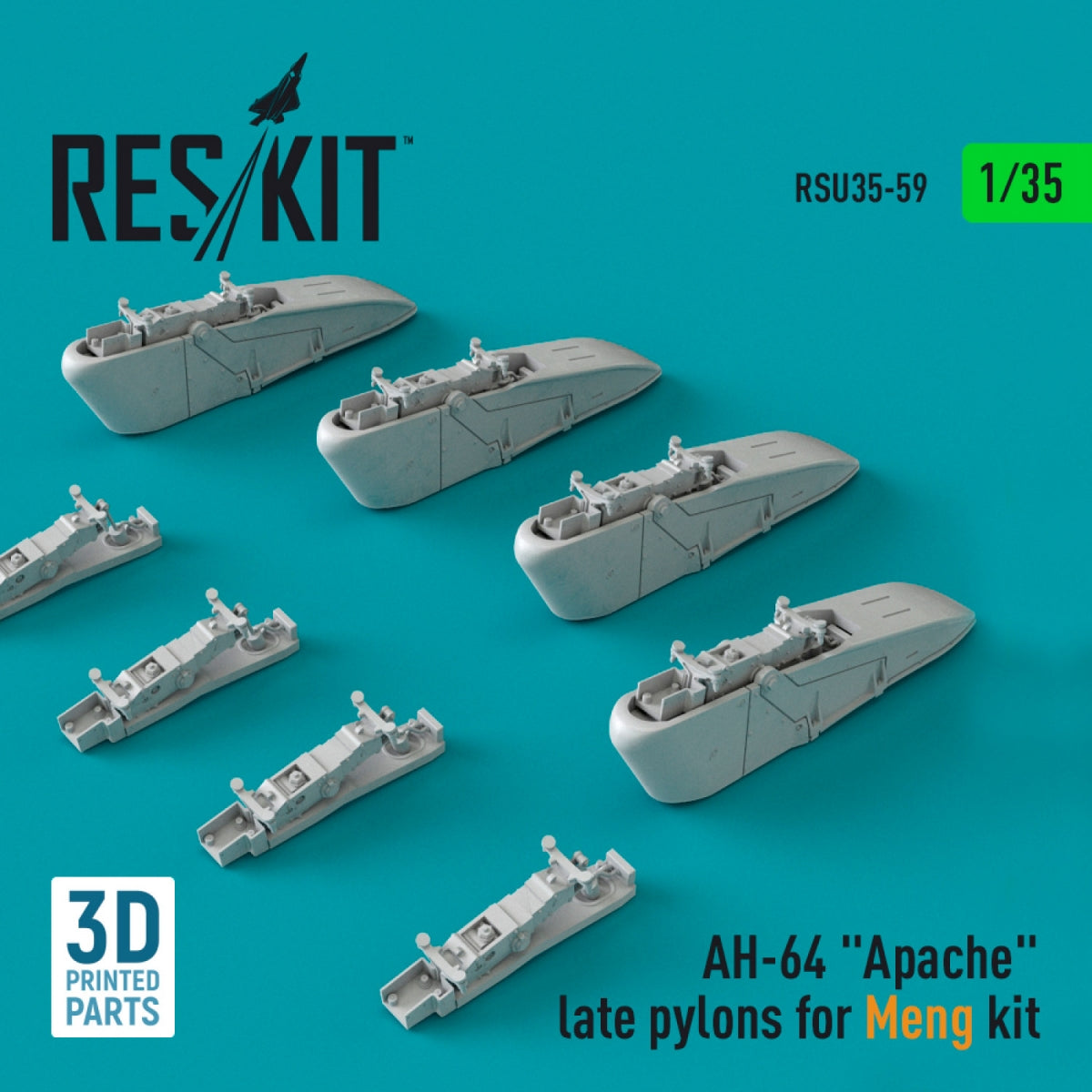 RESKIT RSU35-0059 AH-64 &amp;quot;APACHE&amp;quot; LATE PYLONS FOR MENG KIT (3D PRINTED) 1/35