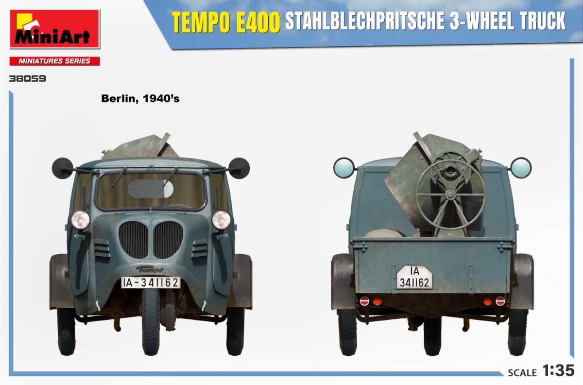 MiniArt 38059 TEMPO E400 STAHLBLECHPRITSCHE 3-WHEEL TRUCK 1/35 – zdjęcie 4