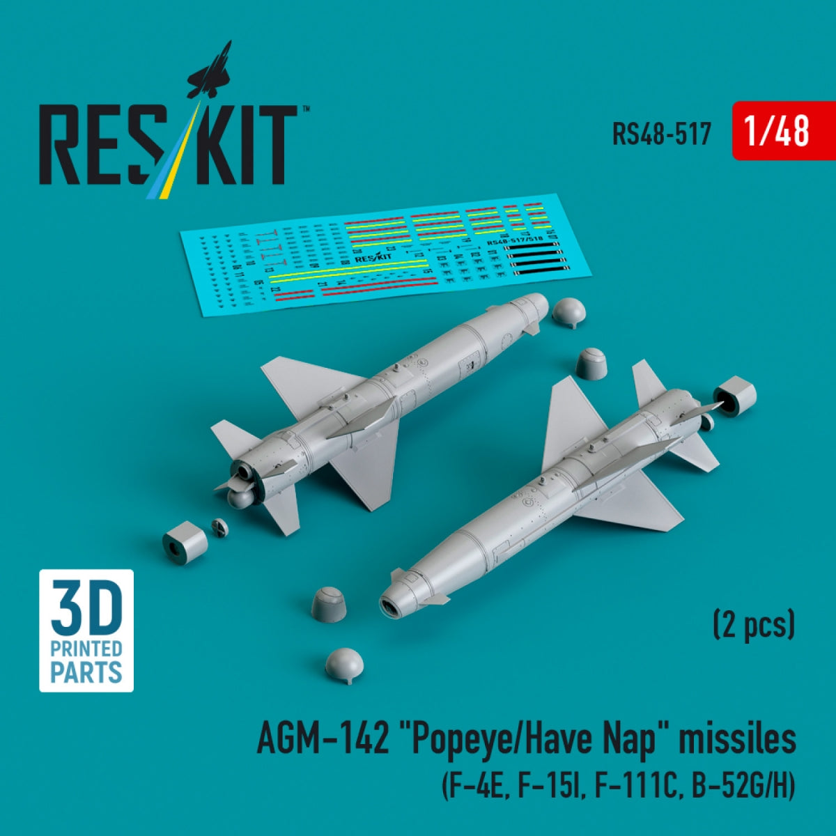 RESKIT RS48-0517 AGM-142 &amp;quot;Popeye/Have Nap&amp;quot; missiles (2 pcs) (3D Printed) 1/48