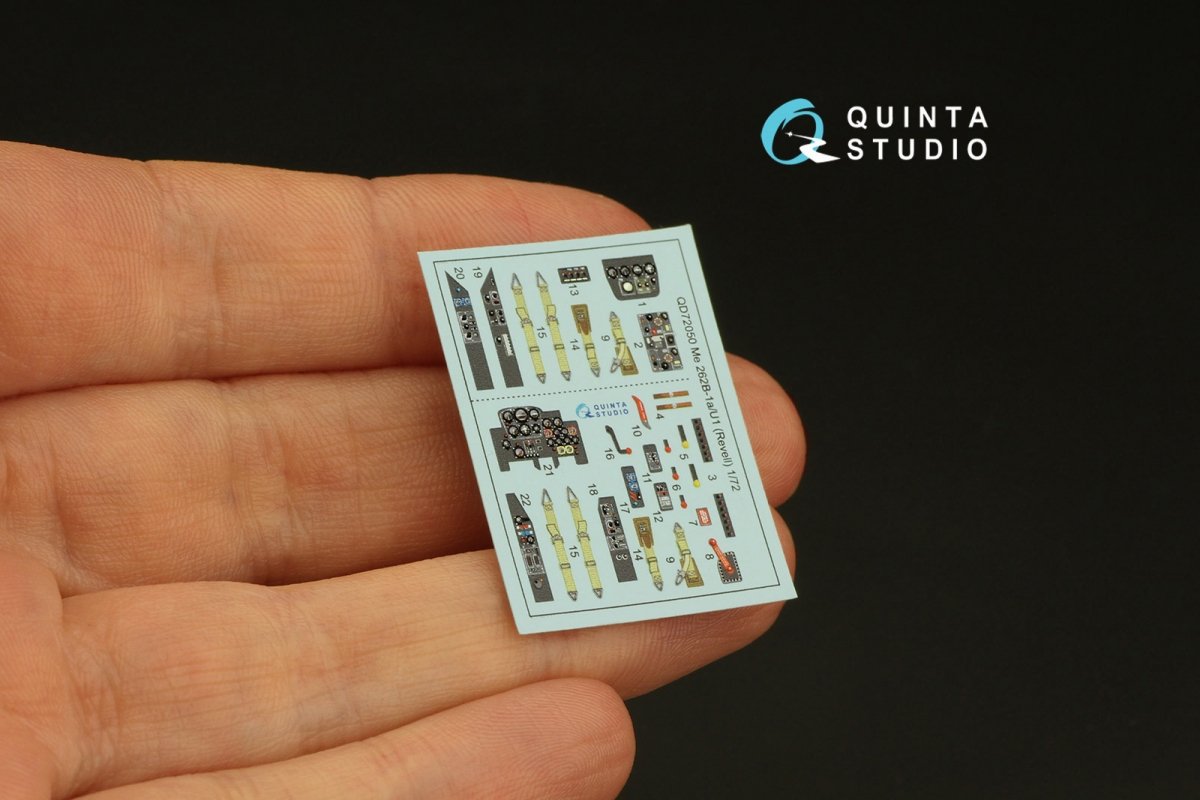 Quinta Studio QD72050 Me-262B-1a/U1 3D-Printed &amp;amp; coloured Interior on decal paper (Revell) 1/72 – zdjęcie 3