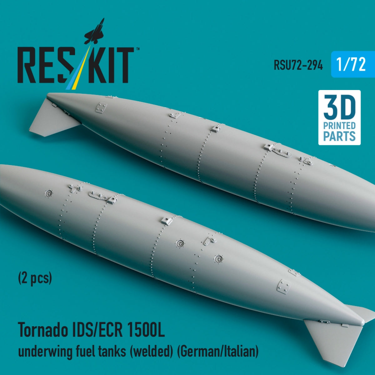 RESKIT RSU72-0294 Tornado IDS/ECR 1500L underwing fuel tanks (welded) (German/Italian) (2 pcs) (3D Printed) 1/72