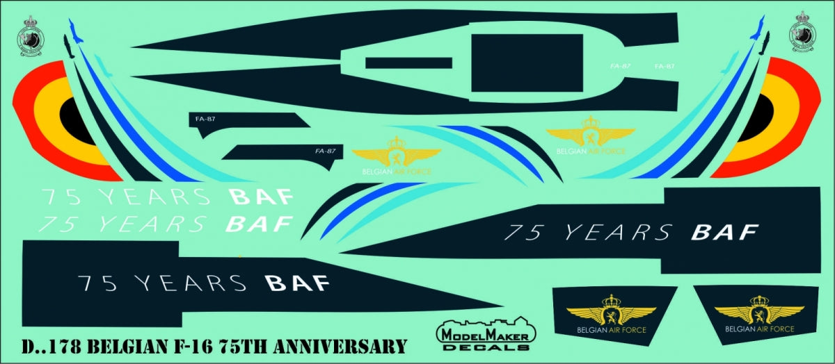 ModelMaker Decals D48178 Belgian F-16 75TH Anniversary 1/48 – image 3
