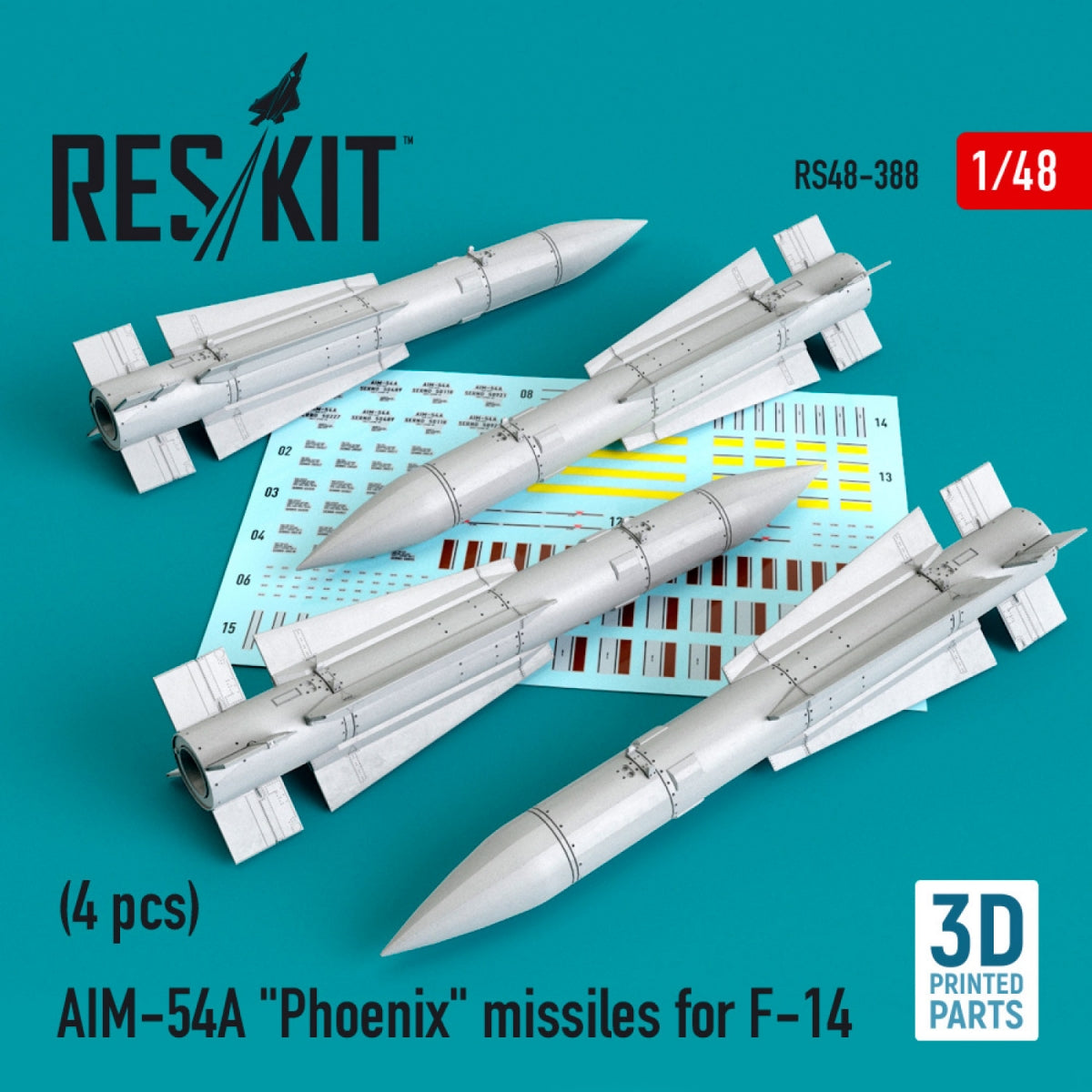 RESKIT RS48-0388 AIM-54A "PHOENIX" MISSILES FOR F-14 (4PCS) 1/48