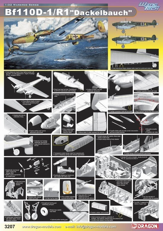 Dragon 3207 Bf110D-1/R1 Dackelbauch 1/32 – zdjęcie 2
