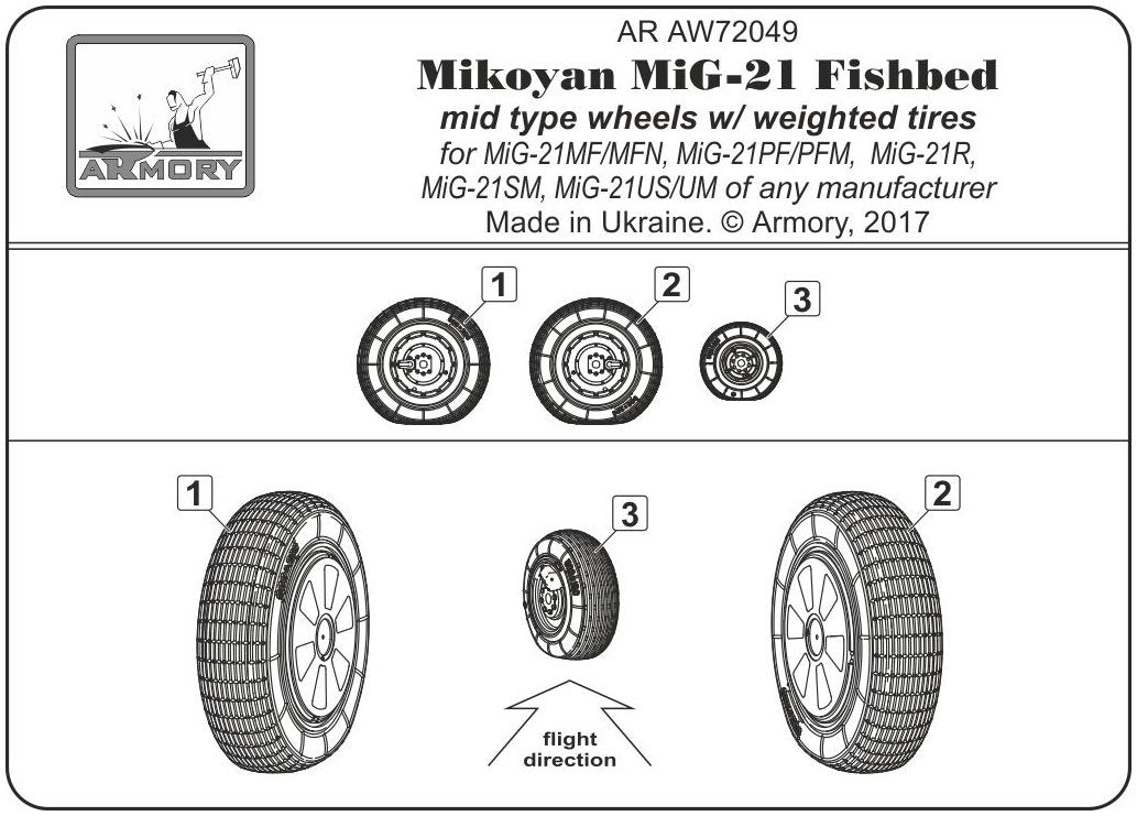 Armory Models AW72049 Mikoyan MiG-21 Fishbed wheels w/ weighted tires, mid 1/72 – image 6