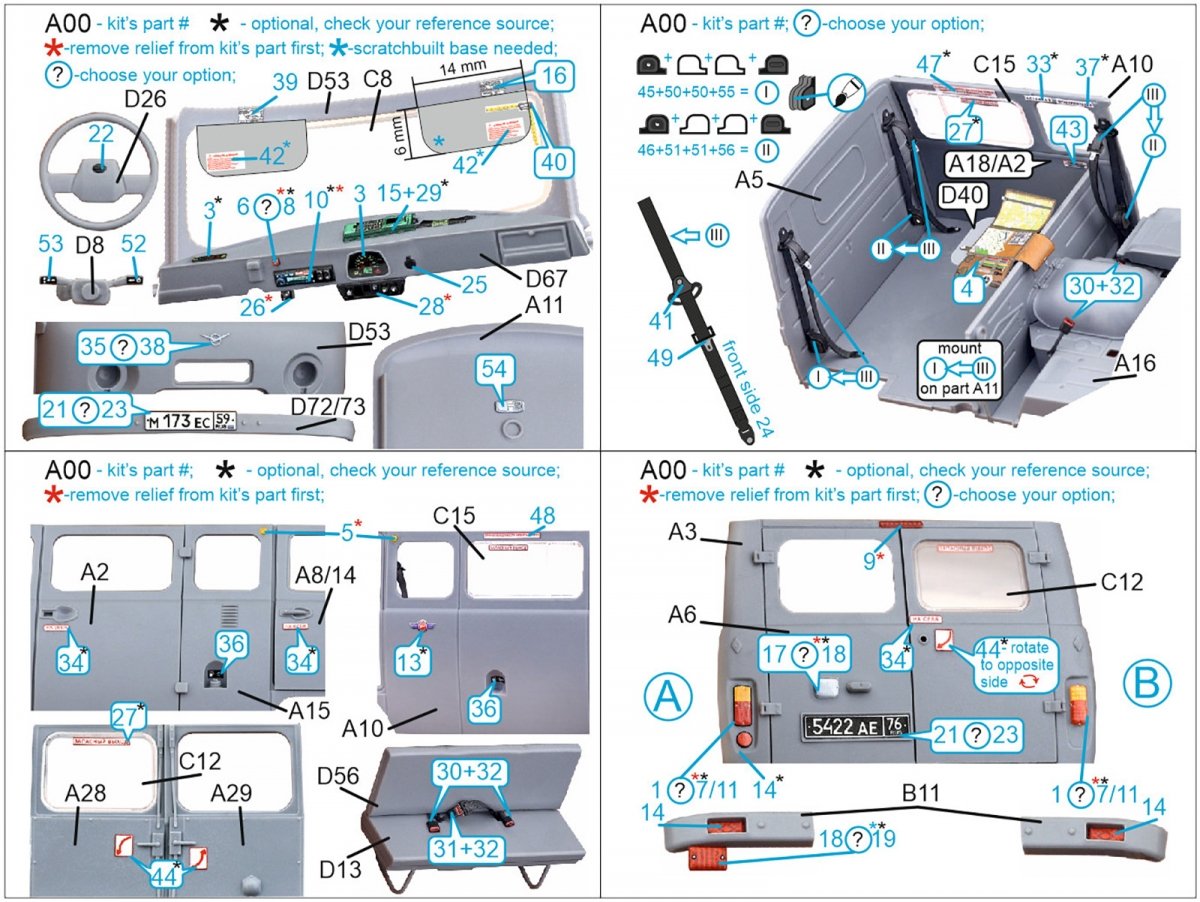 Quinta Studio QD35045 UAZ-3909 3D-Printed &amp;amp; coloured Interior on decal paper (Zvezda) 1/35 – zdjęcie 11