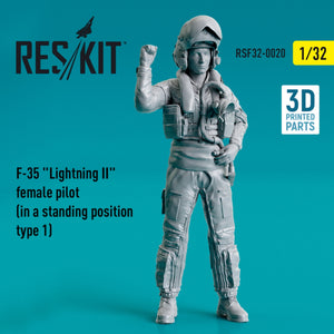 RESKIT RSF32-0020 F-35 LIGHTNING II FEMALE PILOT (IN A STANDING POSITION- TYPE 1) (3D PRINTED) 1/32