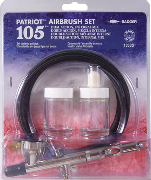BADGER AIRBRUSHES - 105-CS PATRIOT AIRBRUSH - GRAVITY FEED AIRBRUSH &amp;amp; HOSE 0.5mm