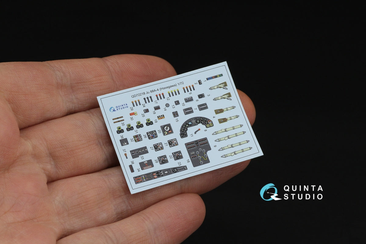 Quinta Studio QD72218 Ju 88A-4 3D-Printed &amp;amp; coloured Interior on decal paper (Hasegawa) 1/72 – zdjęcie 7