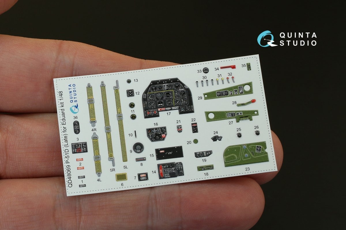 Quinta Studio QD48069 P-51D (Late) 3D-Printed &amp;amp; coloured Interior on decal paper (for Eduard kit) 1/48 – Bild 2