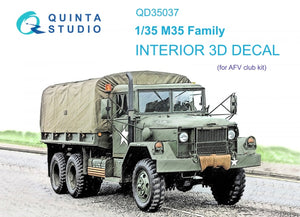 Quinta Studio QD35037 M35 Family 3D-Printed &amp;amp; colored Interior on decal paper (AFV club) 1/35