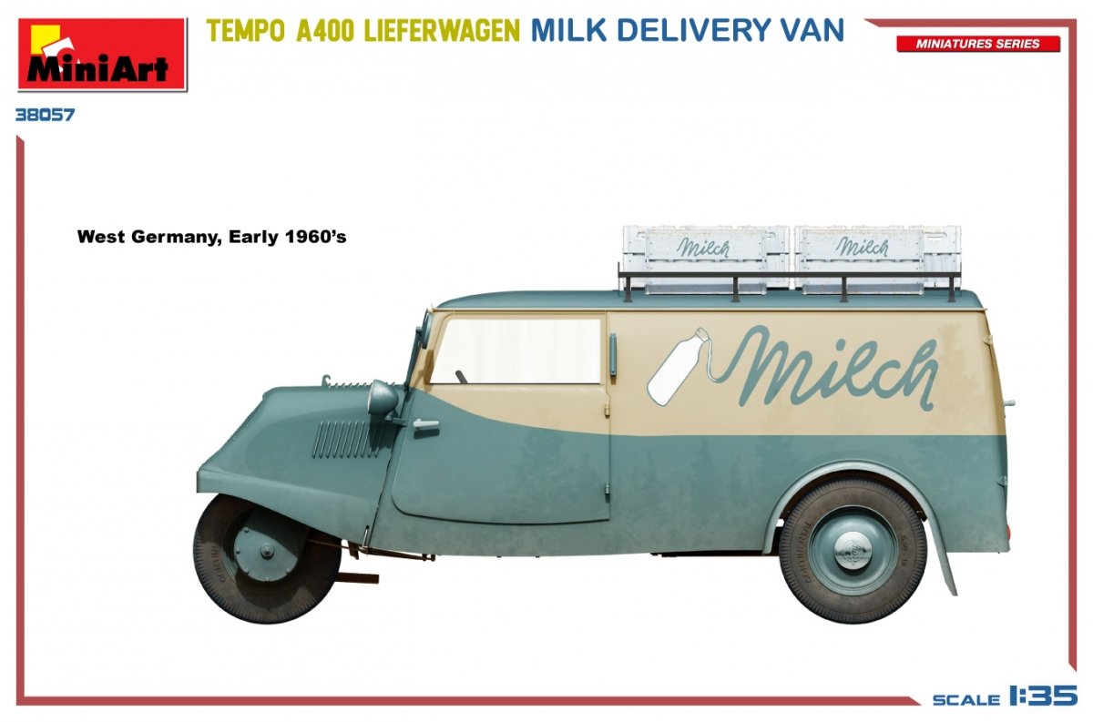 MiniArt 38057 TEMPO A400 LIEFERWAGEN. MILK DELIVERY VAN 1/35 – zdjęcie 7