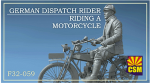 Copper State Models F32-059 German Dispatch Rider riding a motorcycle (Motorcycle not included) 1/32