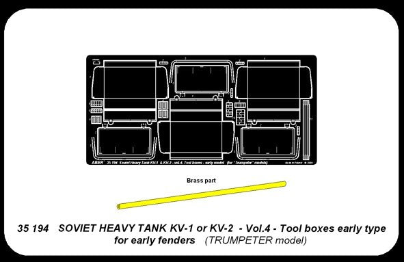 Aber 35194 Russian heavy tank KV-1, KV-2 - vol. 4 - additional set - tool boxes early type for early fenders 1/35 – zdjęcie 4