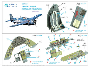 Quinta Studio QD48421 FM-2 Wildcat 3D-Printed &amp;amp; coloured Interior on decal paper (Eduard) 1/48 – zdjęcie 2