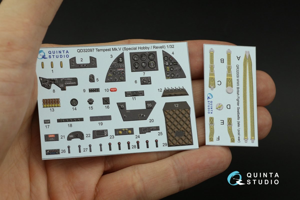 Quinta Studio QD32097 Tempest Mk.V 3D-Printed &amp;amp; coloured Interior on decal paper (Special Hobby/Revell) 1/32 – zdjęcie 11