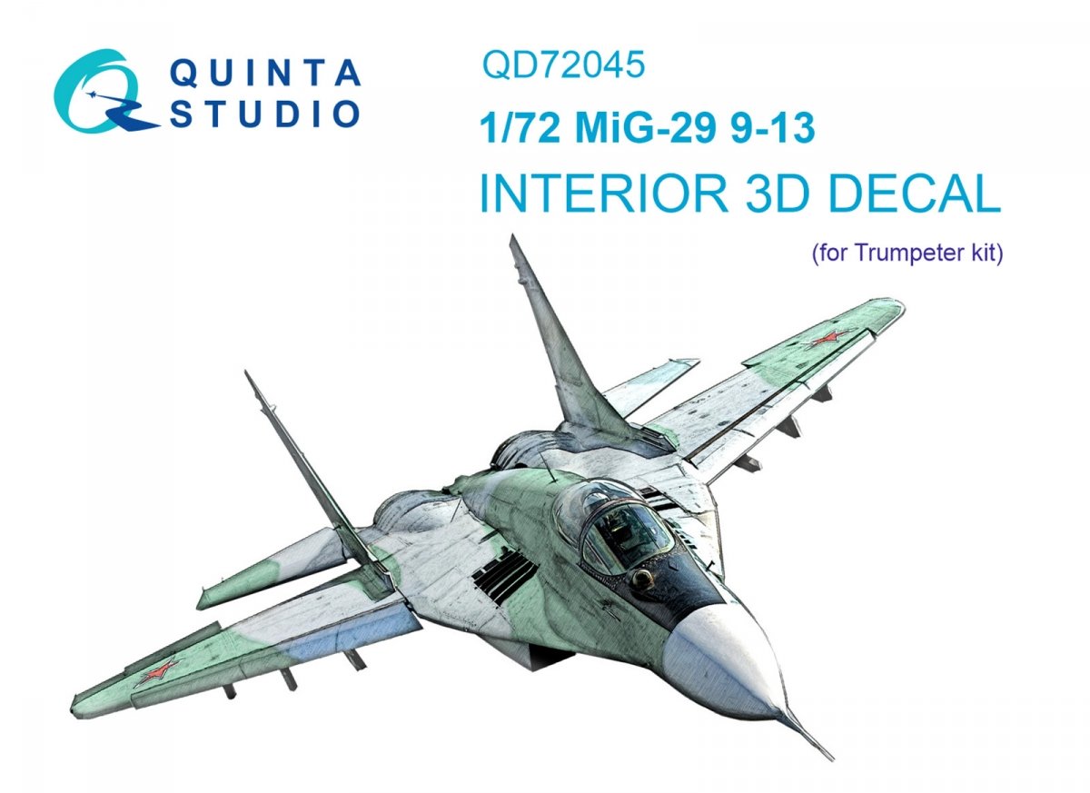 Quinta Studio QD72045 MiG-29 9-13 3D-Printed & coloured Interior on decal paper (Trumpeter) 1/72
