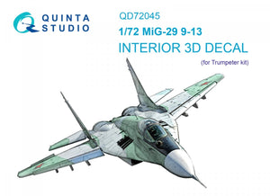 Quinta Studio QD72045 MiG-29 9-13 3D-Printed &amp;amp; coloured Interior on decal paper (Trumpeter) 1/72