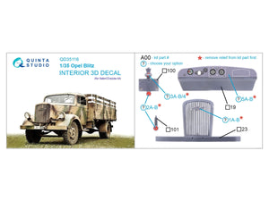 Quinta Studio QD35116 Opel Blitz 3D-Printed &amp;amp; colored Interior on decal paper (Italeri/Zvezda) 1/35 – image 2