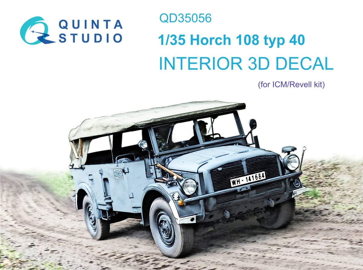 Quinta Studio QD35056 Horch 108 typ 40 3D-Printed &amp;amp; coloured Interior on decal paper ( ICM ) 1/35