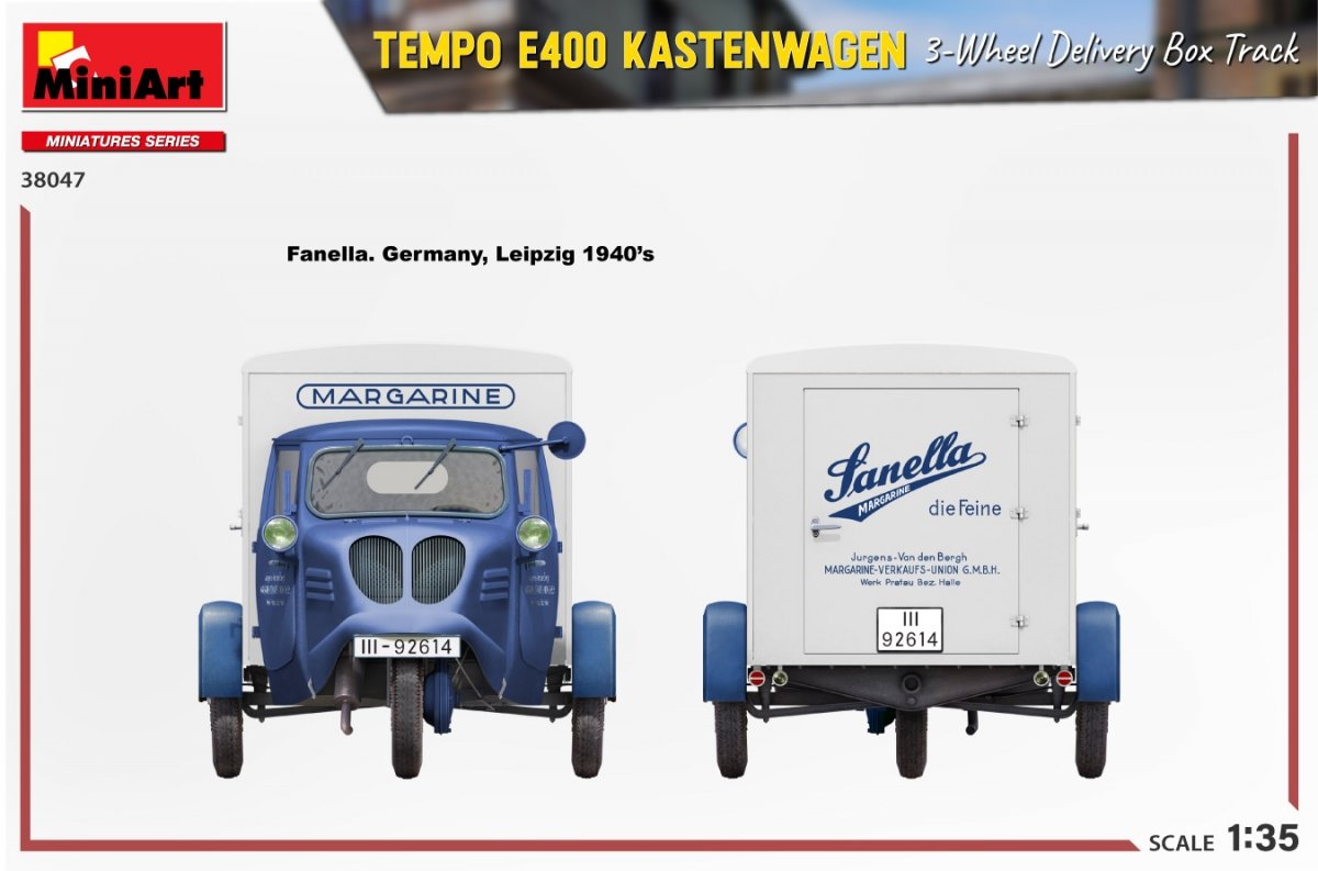 MiniArt 38047 TEMPO E400 KASTENWAGEN 3-WHEEL DELIVERY BOX TRACK 1/35 – zdjęcie 16