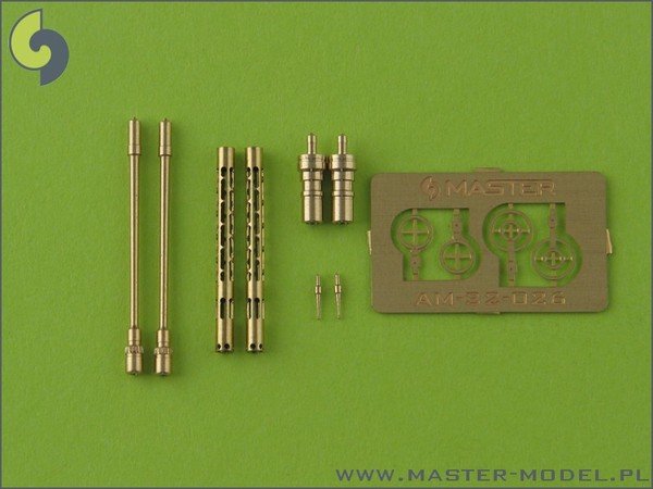 Master AM-32-026 German aircraft machine gun MG 81and MG 81Z - turned barrels and etched sights (2pcs) 1/32
