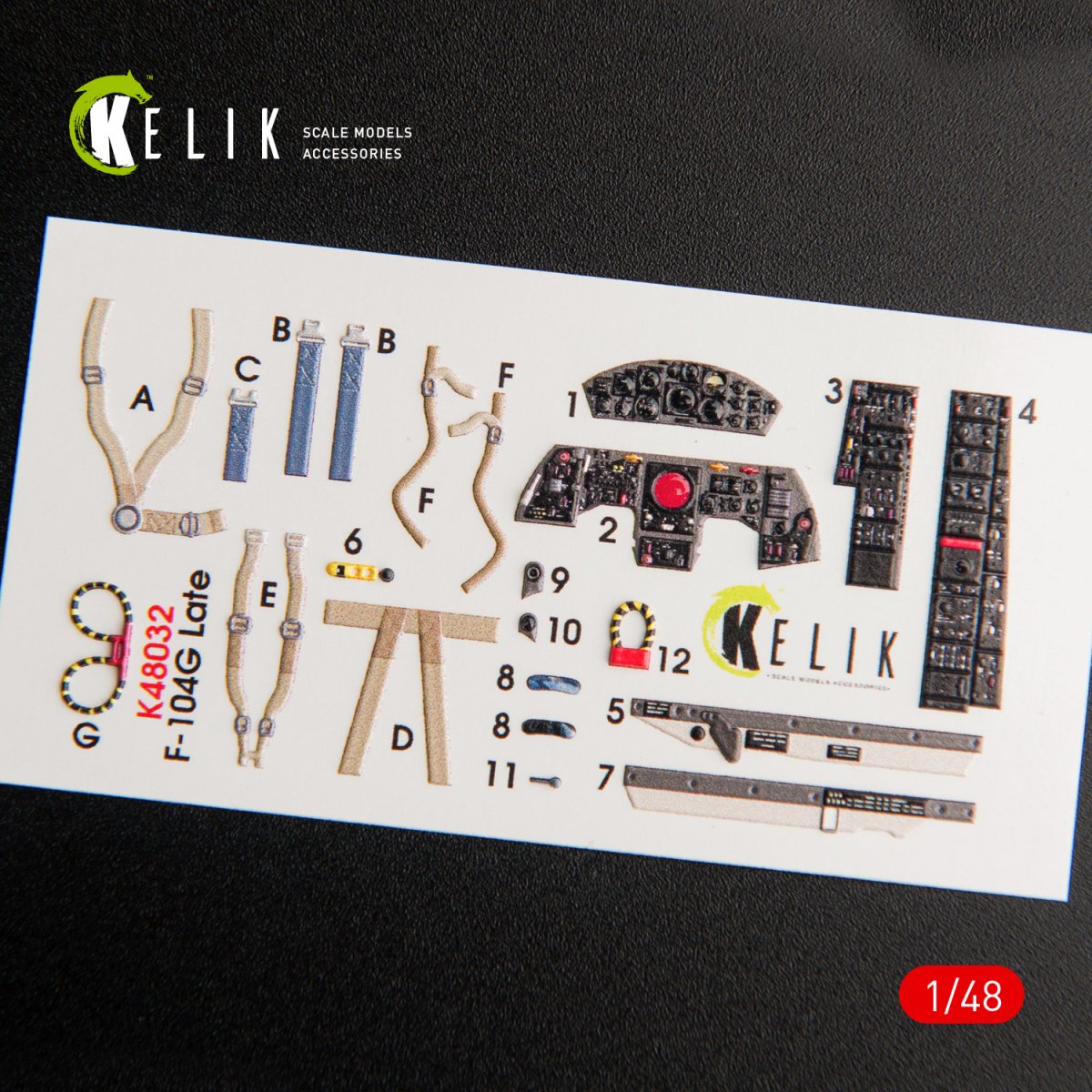 KELIK K48032 F-104G &amp;quot;STARFIGHTER&amp;quot; LATE TYPE INTERIOR 3D DECALS FOR HASEGAWA KIT 1/48 – zdjęcie 2