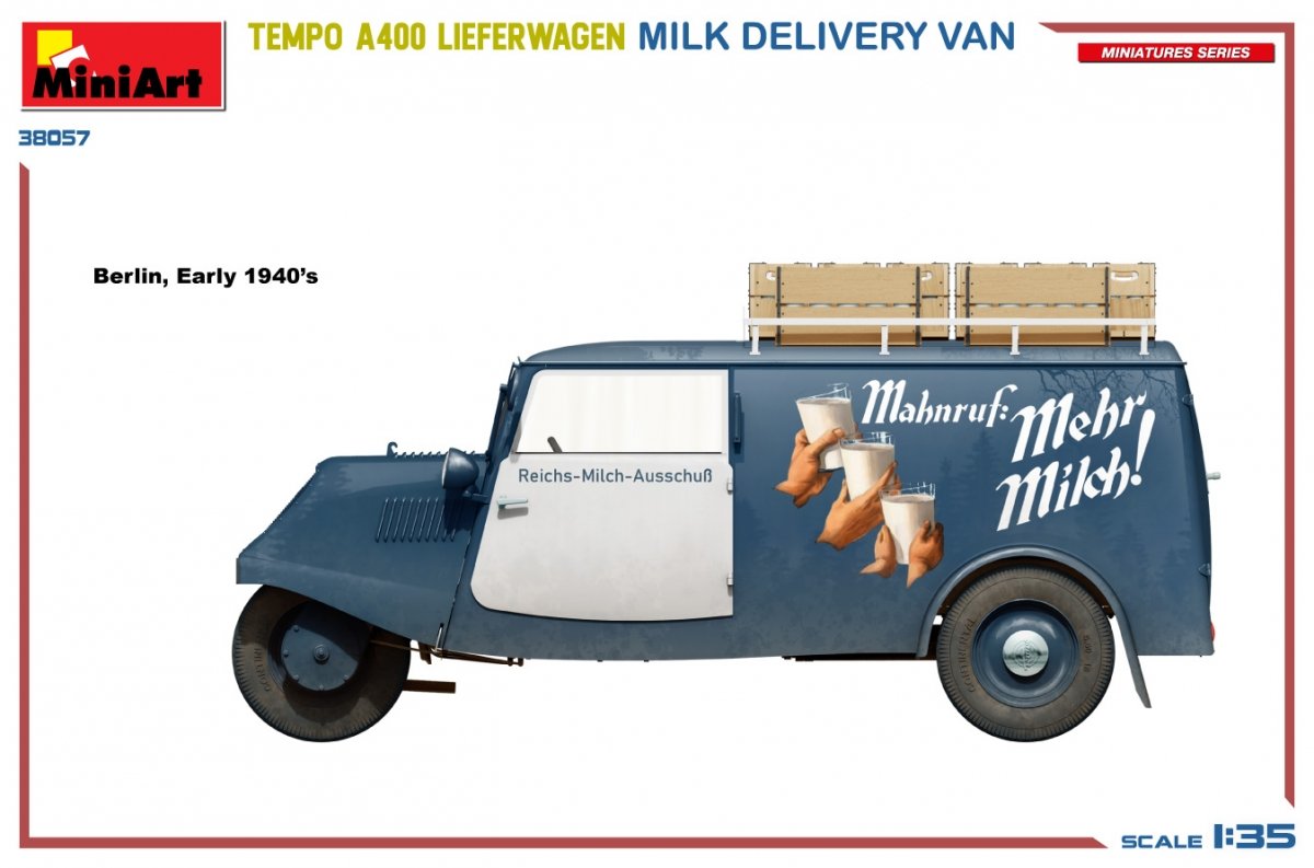 MiniArt 38057 TEMPO A400 LIEFERWAGEN. MILK DELIVERY VAN 1/35 – zdjęcie 5