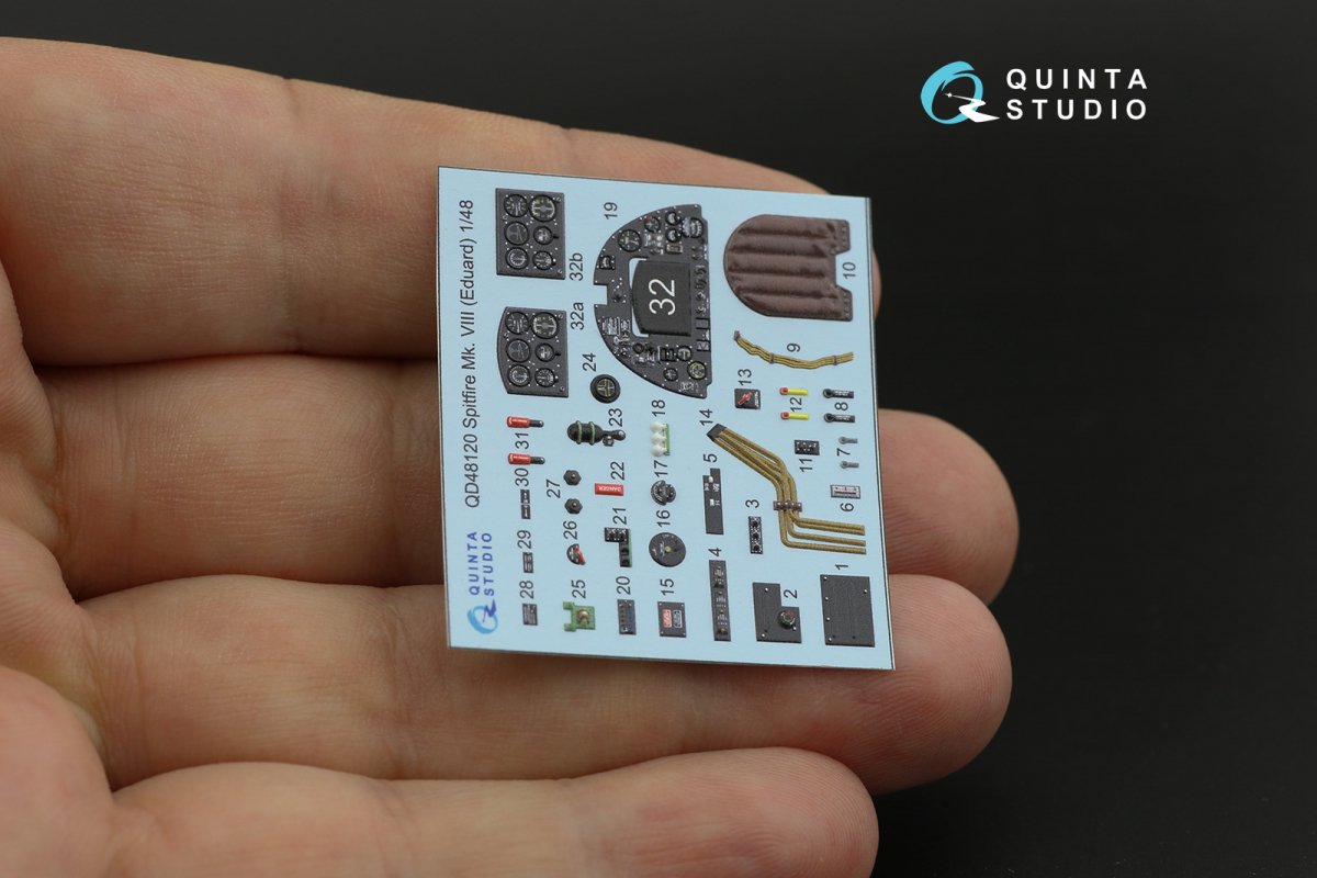 Quinta Studio QD48120 Spitfire Mk.VIII 3D-Printed &amp;amp; coloured Interior on decal paper (Eduard) 1/48 – zdjęcie 5