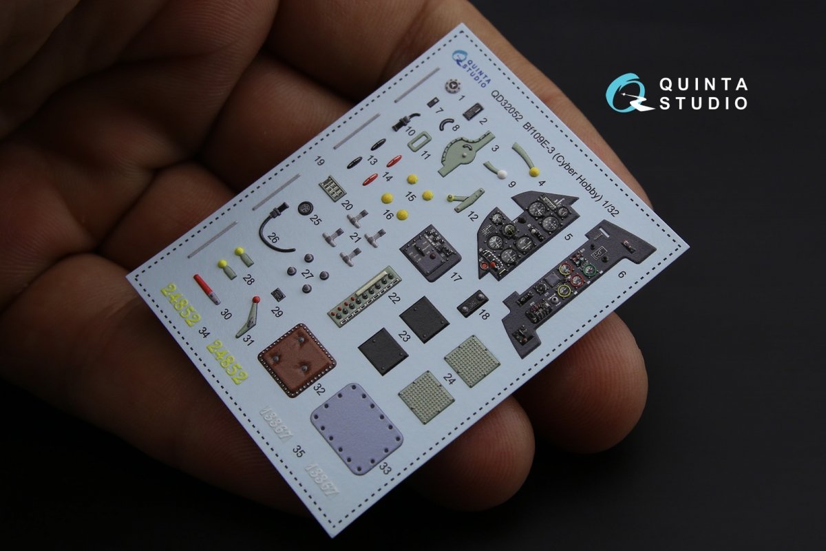 Quinta Studio QD32052 Bf 109E-3 3D-Printed &amp;amp; colored Interior on decal paper (for Cyber-hobby/Dragon kit) 1/32 – image 4