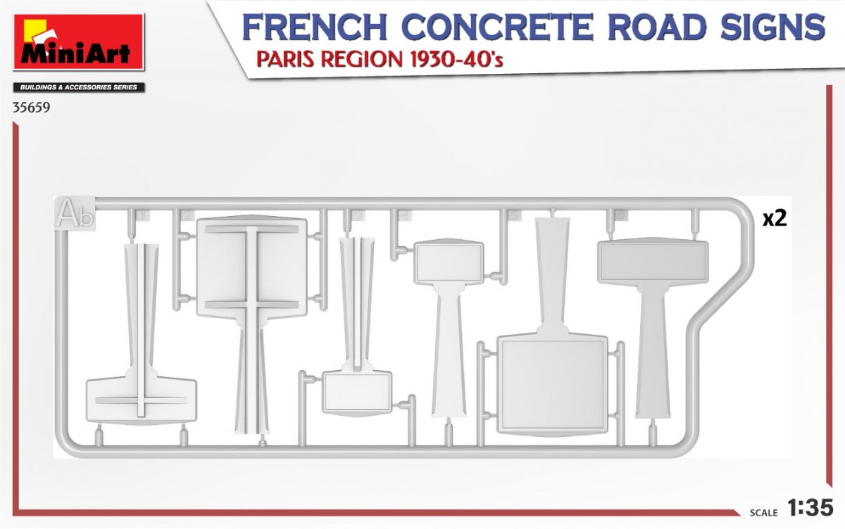 MiniArt 35659 FRENCH CONCRETE ROAD SIGNS. PARIS REGION 1930-40’s 1/35 – zdjęcie 3