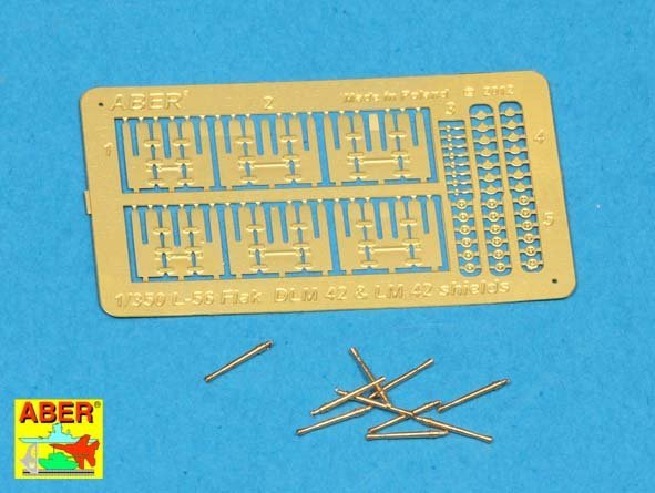 Aber 350L-56 Ships gun barrels in 1/350 scale Set of 10 pcs 3,7cm barrels for German Flak 42 with shields 1/350